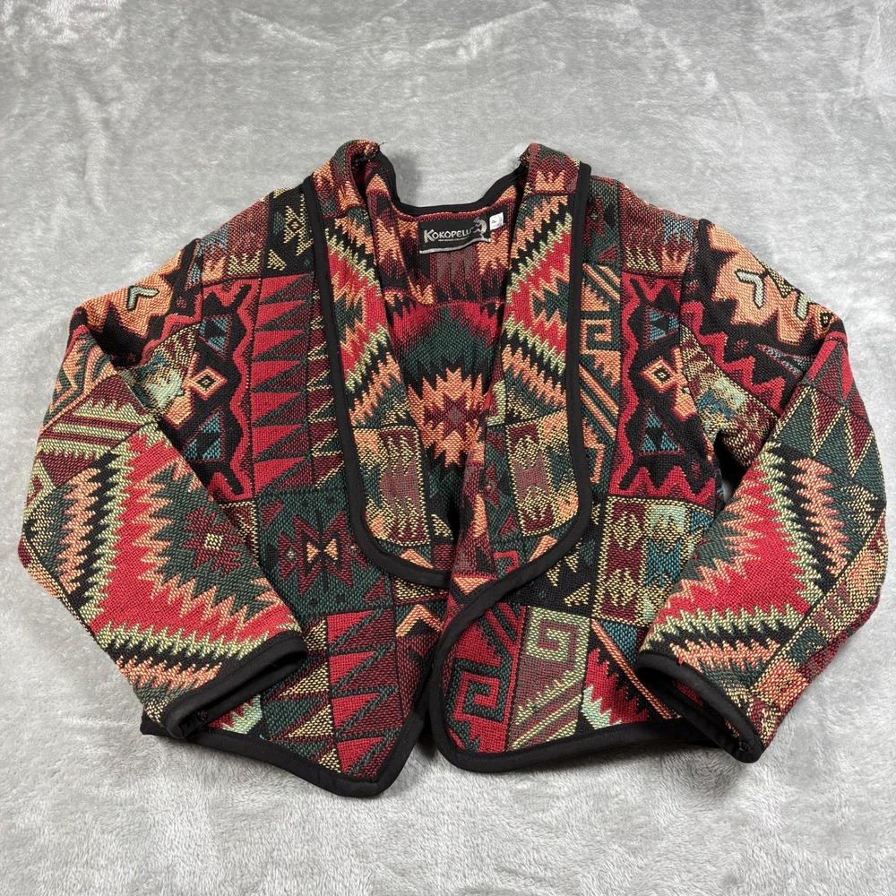 Vintage Aztec Jacket Women Petite Southwest Boho Shacket Coat Oversized Tapestry